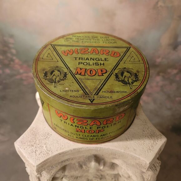 Wizard Triangle Polish Mop Tin Antique Gorgeous Advertising Wizard Products TM - Picture 11 of 13